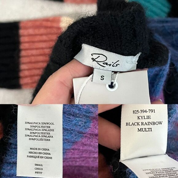 Rails Women Size S Kylie Stripe Rainbow Alpaca Wool Pullover Crew NEW Sweater - Picture 12 of 12
